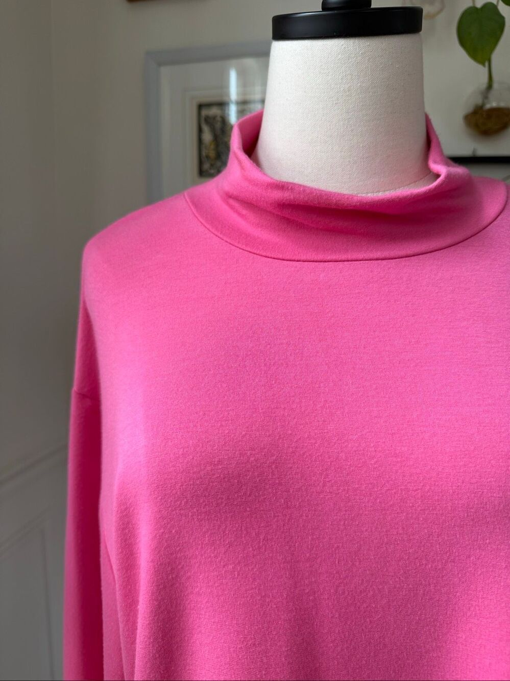 NWT Something Navy Oversized Barbie Pink Turtleneck $49 L
